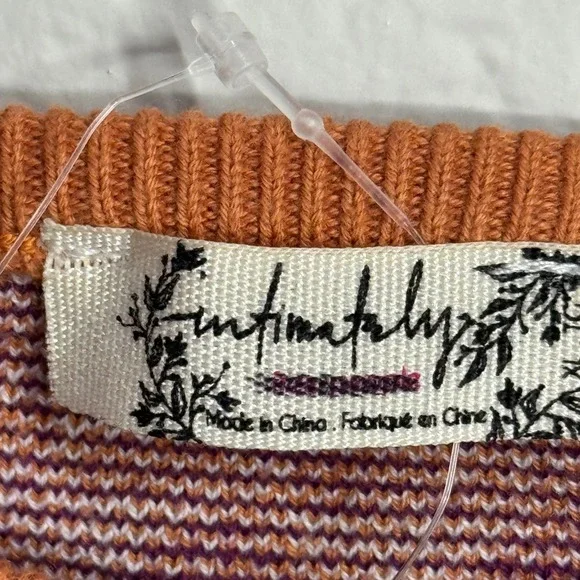 Free People Intimately Knit Crop Top XL Orange Sleeveless Pattern Stretch Casual - Picture 2 of 4